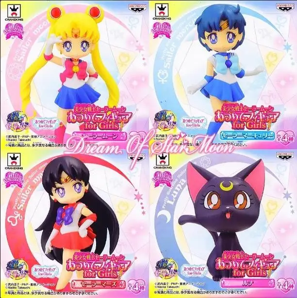 

4pcs/set 20th anniversary of the Sailor Moon Sailor Mars Sailor Mercury Luna Q Version Action Figure Toys Dolls