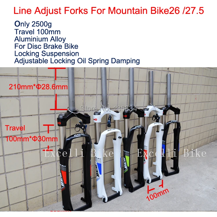 Excelli Line Adjust Locking Suspension Forks Aluminium Alloy Moutain Bike26 27.5 Fork Fat Bicicleta Fork only 2500g Travel 100mm For Disc Brake Bike01.jpg