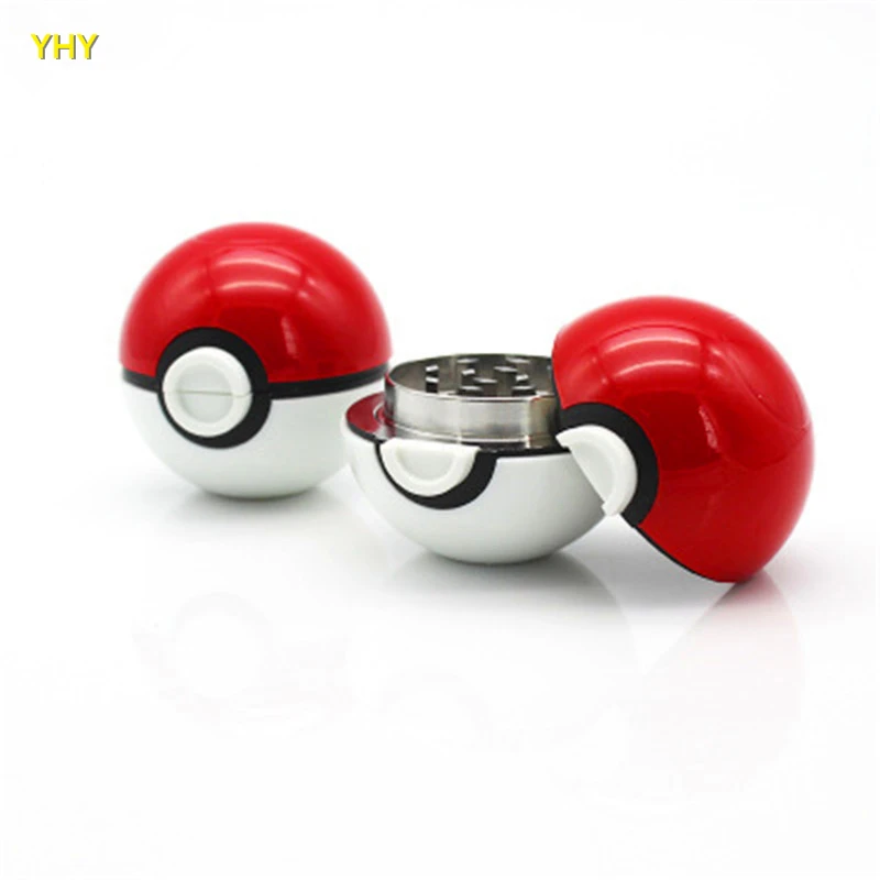 Free Shipping Latest Pokeball Grinder 55mm Pokeball Herb Grinders Zinc Alloy Plastic Metal Grinders 3 Parts Smoking Accessories01