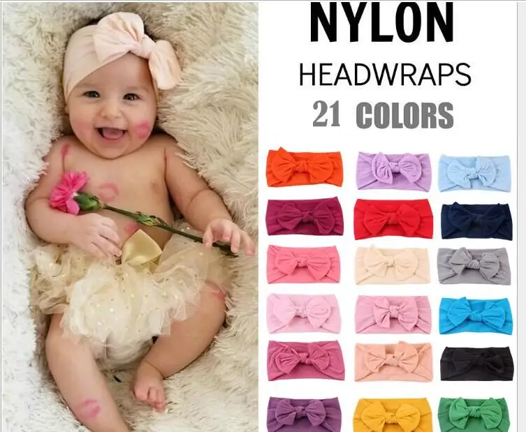 

15pc/lot Newborn Kids Super Soft Nylon Headbands,Knotted Hair Bow Turban Headband,Children Girls Head Wrap Hair Accessories