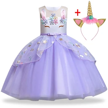 

2019 Kids Unicorn Dress for Girls Embroidery Flower Ball Gown Baby Girl Princess Dresses for Party Costumes Children Clothing