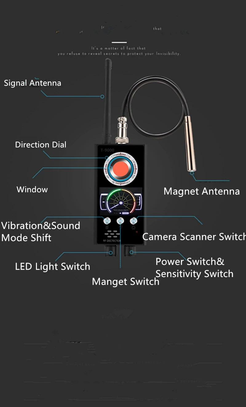 Detector de Insetos sem Fio Sinal para Câmera Anti Escondida Lente Laser Gsm Dispositivo Escuta Localizador Radar Scanner Rádio Spy rf 7 Detector de câmera antiespionagem