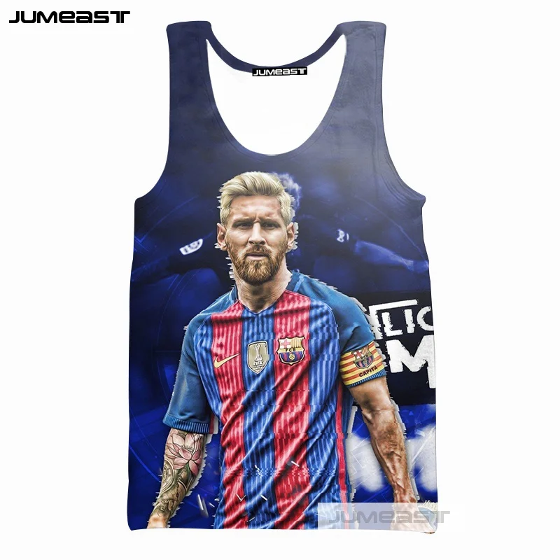 Jumeast бренд моды 3d печатных Lionel Messi мужские/женские топы супер Футбол Звезда Унисекс Без Рукавов Рубашка гусарский жилет