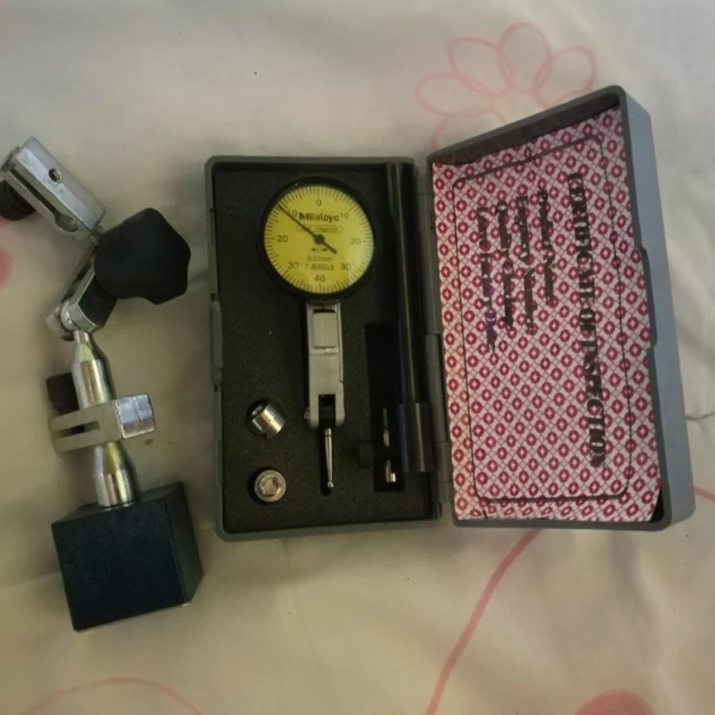 1 Set Dial Test Indicator Gauge + Base Holder Stand + 3/8" 5/