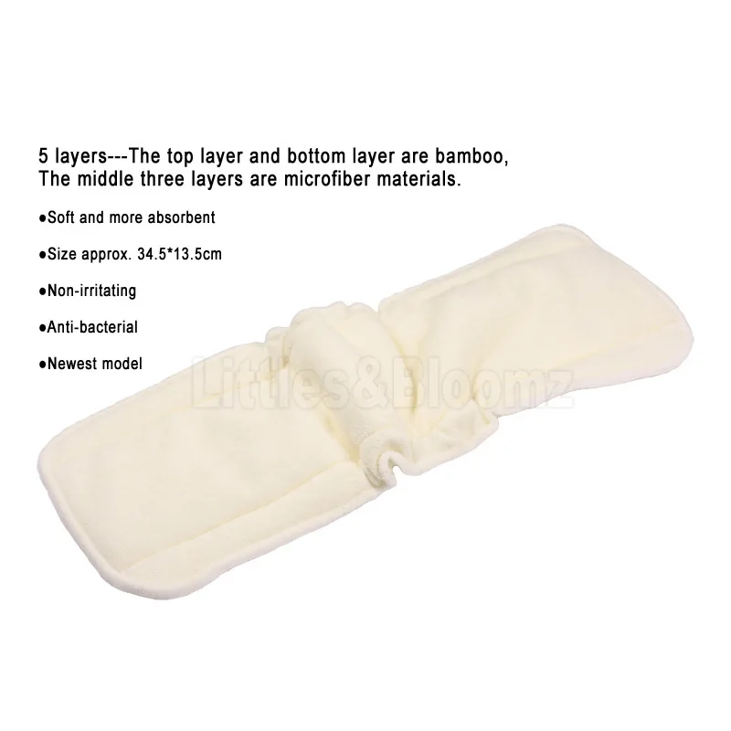 Baby Bamboo Reusable Cloth Diaper Inserts Charcoal Washable Nappy Liners 5Layers Changing Liners For Cover cloth diaper insert cloth diaper liners
