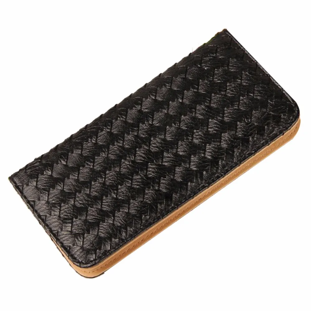

2016 New Fashion Women's Purse Lady Weave Coin Purse Card Holder Long Thin Wallet Carteira Feminia High Quality Female Clutch