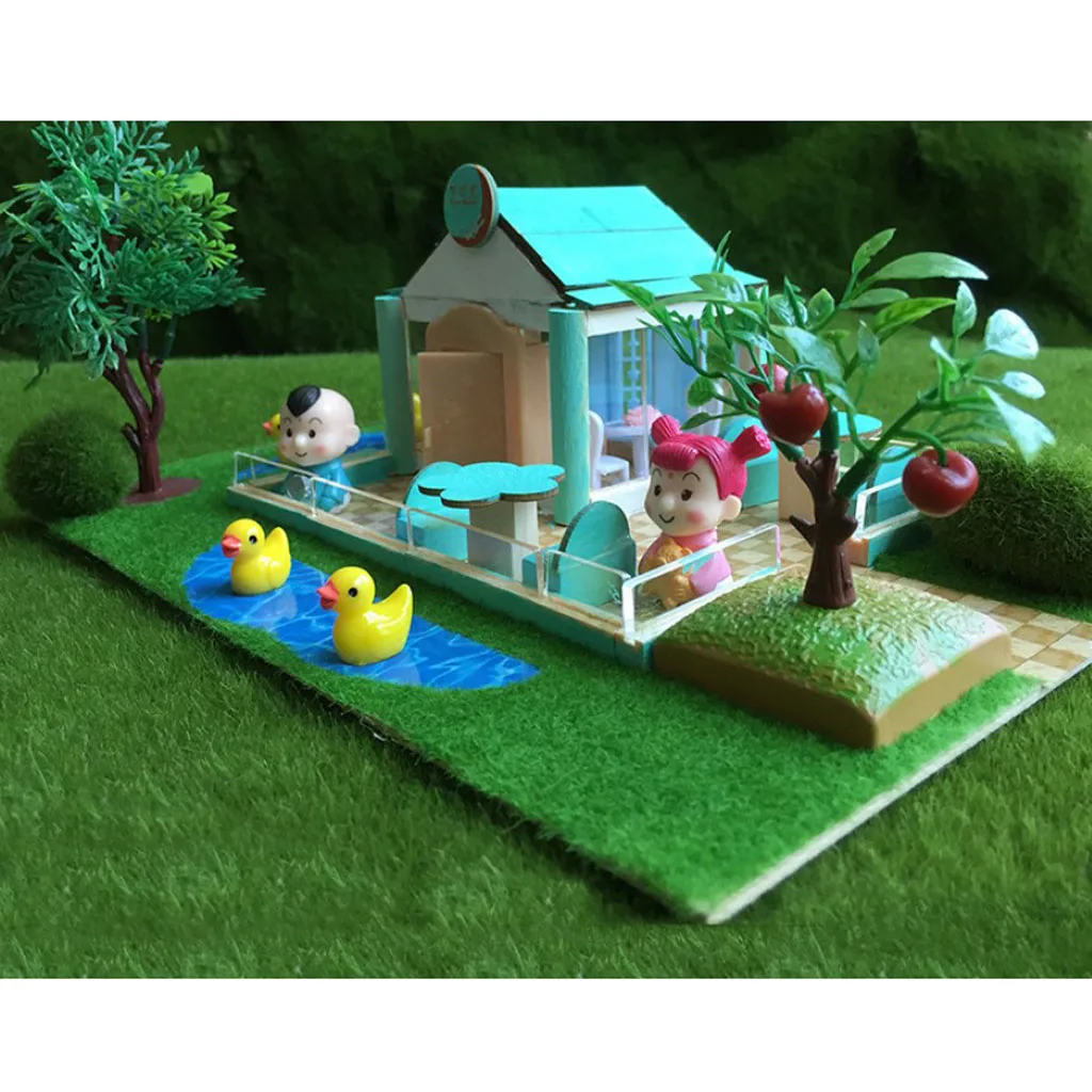 Handcrafts Miniature Project DIY Dolls House Garden Yard Building Model Toy Kids Play Fun & Learn Children Birthday Gift