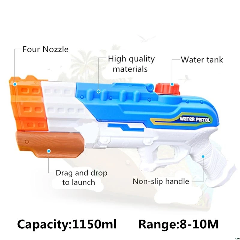1200CC водяной пистолет Soaker 4 насадки водный бластер сквирт пистолет 30 футов водный пистолет водный бой летний открытый бассейн пляжные игрушки
