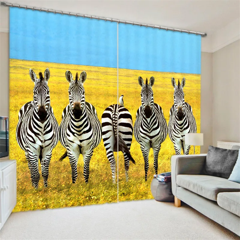 

Black-and-white zebra Luxury Blackout 3D Window Curtains Living Room Bedroom Drapes Cortinas Rideaux Customized size pillowcase