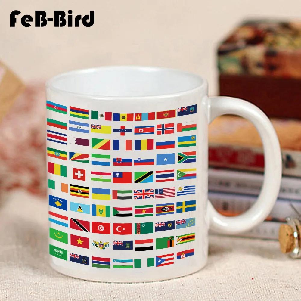 All Contries National Flag Printing Coffee Cup for Kids Learning Teaching Ceramic Mug Milk Tea Water Juice Beer | Дом и сад