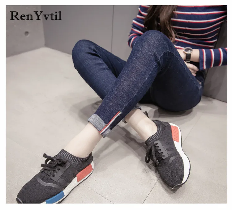 RenYvtil Spring Jeans for women With High Waist washed casual High Elastic ankle length Skinny woman