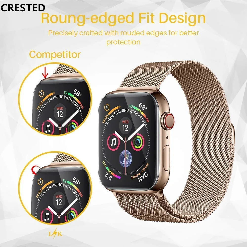 

CRESTED Screen Protector For cover Apple Watch Series 4 44mm 40mm Soft Film Iwatch band 9D Anti-Shock Protective Full Coverage