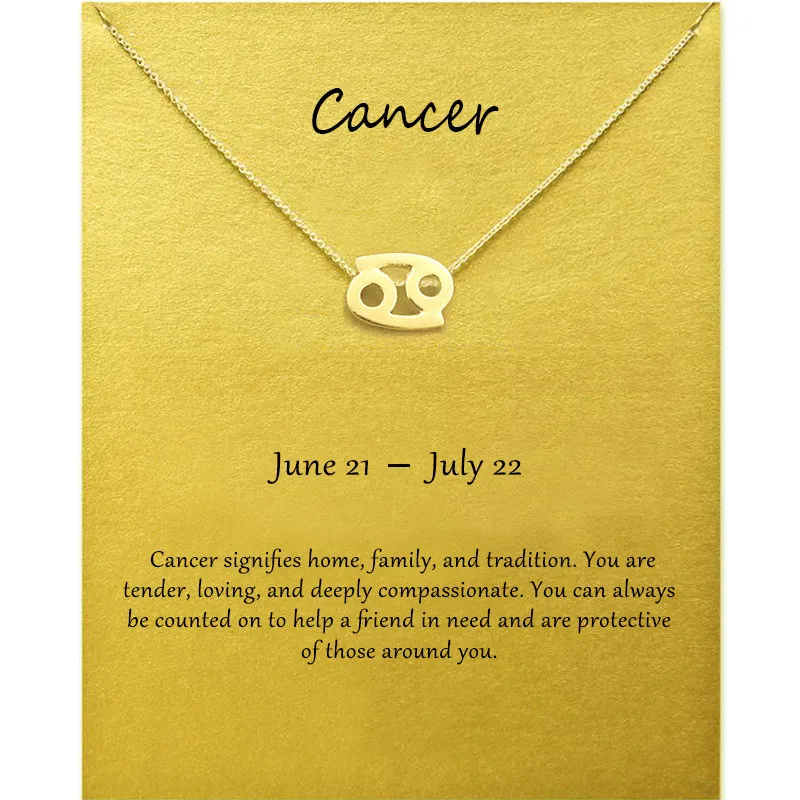 

12 Constellation Cancer Pendant Necklace For Women Choker Chain Engagement Jewelry Make a Wish Card For Mother's Day Gift