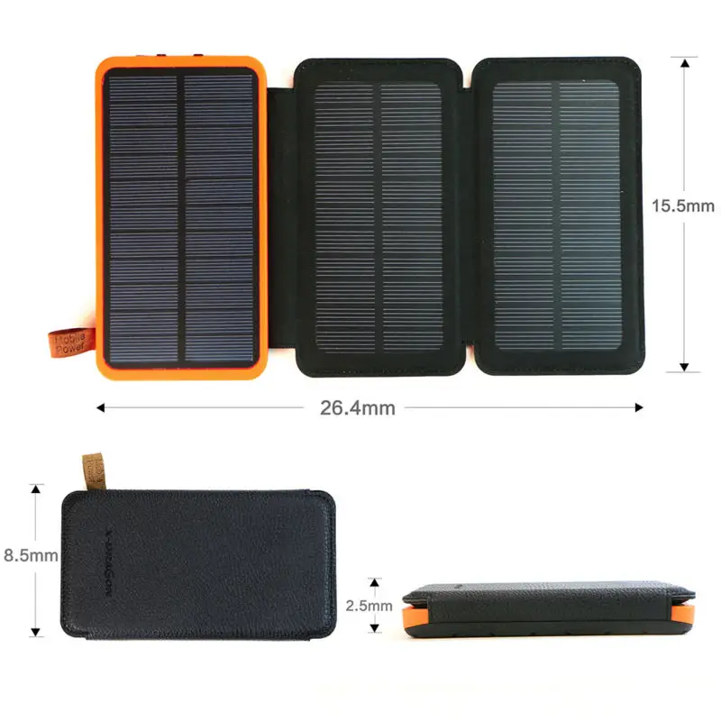 ELECTSHONG Solar Power Bank 10000mAh Rechargeable External Battery Foldable 4W Solar Panel font b Charger b
