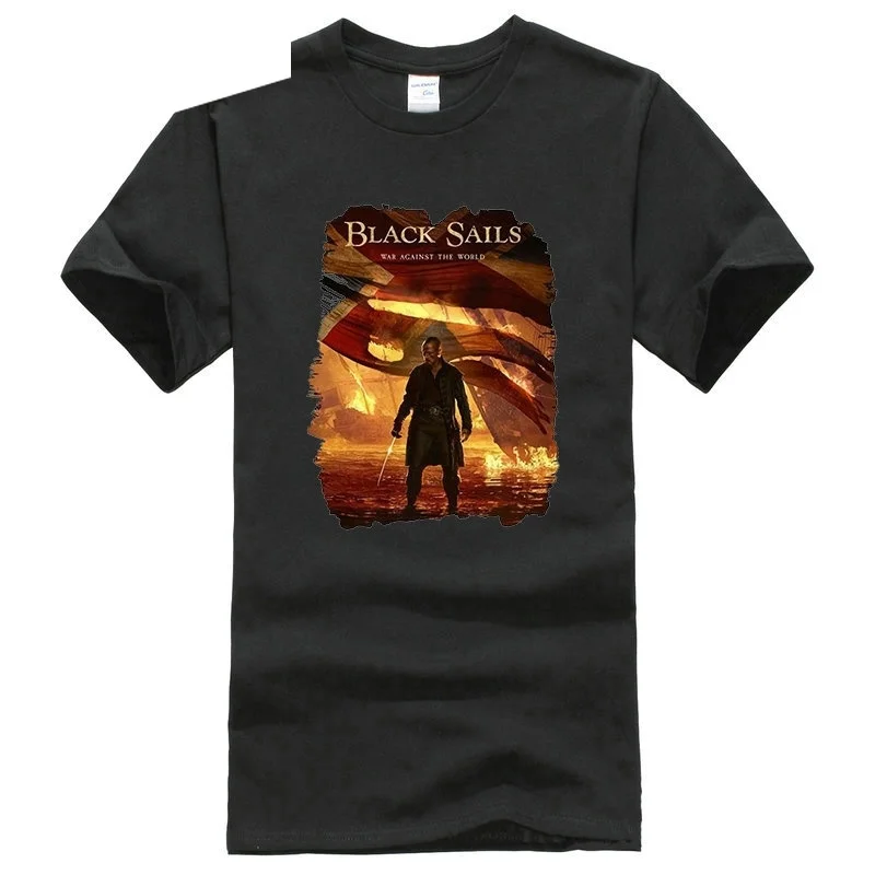 Custom Design T Shirts Crew Neck Short Mens Black Sails Tv Show Poster T-Shirt Male Cotton Round Neck Top Tee Office Mens Tee