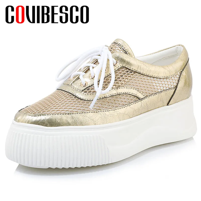 

COVIBESCO Fashion Solid Lace-up Women Flats Spring Autumn Round Toe Basic Women Pumps Genuine Leather Party Casual Shoes Woman