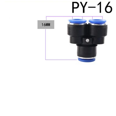 PY 3 Way Порты и разъёмы Y Форма Воздушный Пневматический 4 мм-16 мм OD шланг пробки Пуш-ап в газ Пластик трубы соединительные разъемы дюйм гидравлических фитингов - Цвет: PY-16