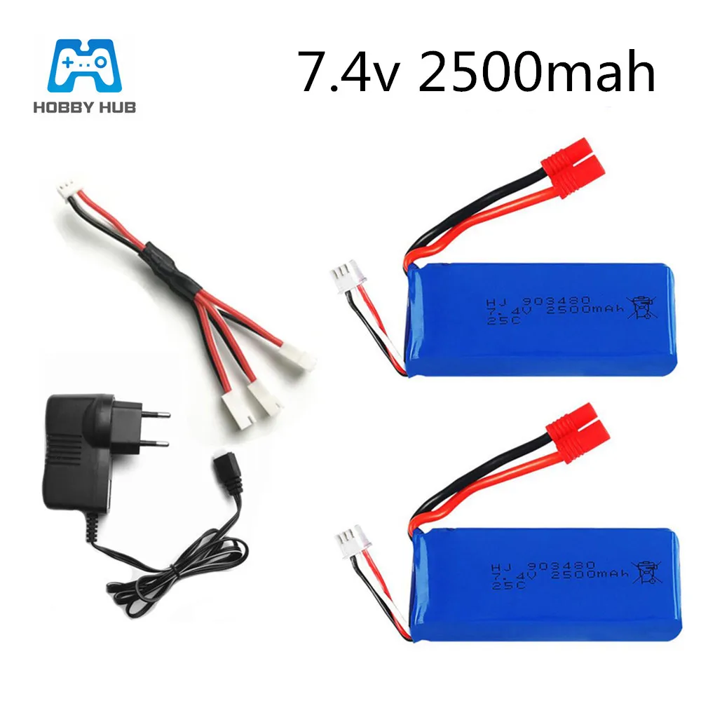 

2/3pcs 7.4v 2500mah liop battery For Syma X8G X8W X8C X8HC X8HG X8HW RC Quadcopter parts 903480 7.4 v Toys Battery+charger set