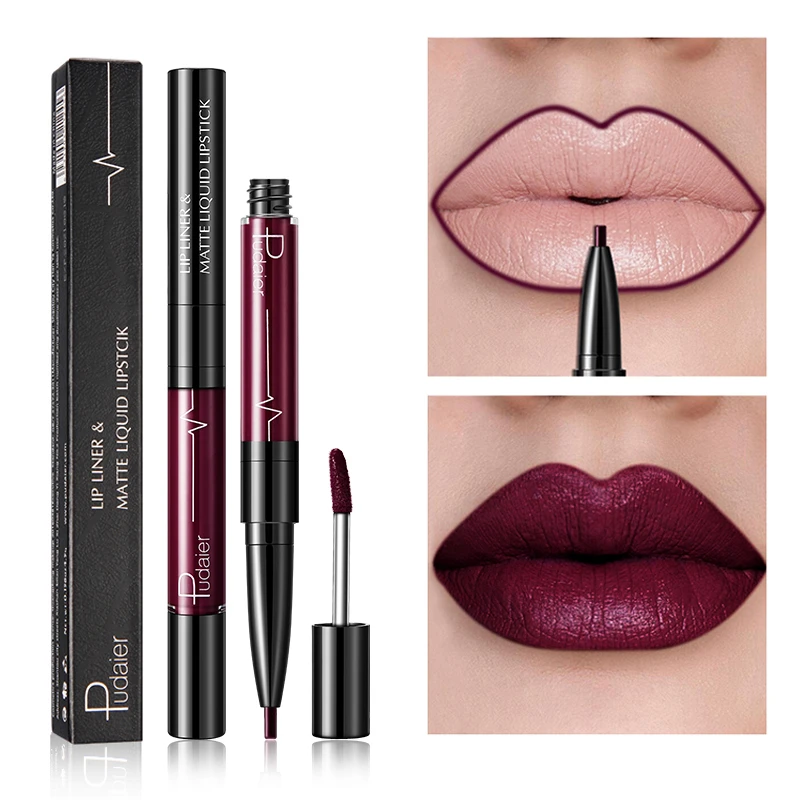 

Double-ended Lipstick Waterproof Long Lasting Matte Lip Gloss Lipliner Pencil Makeup Liquid Lipsticks