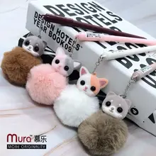 2pcs /lot Cute Cartoon Cat Pendant Hair Ball Pen Creative Student Stationery Wholesale Plush Pendant Gel Pen