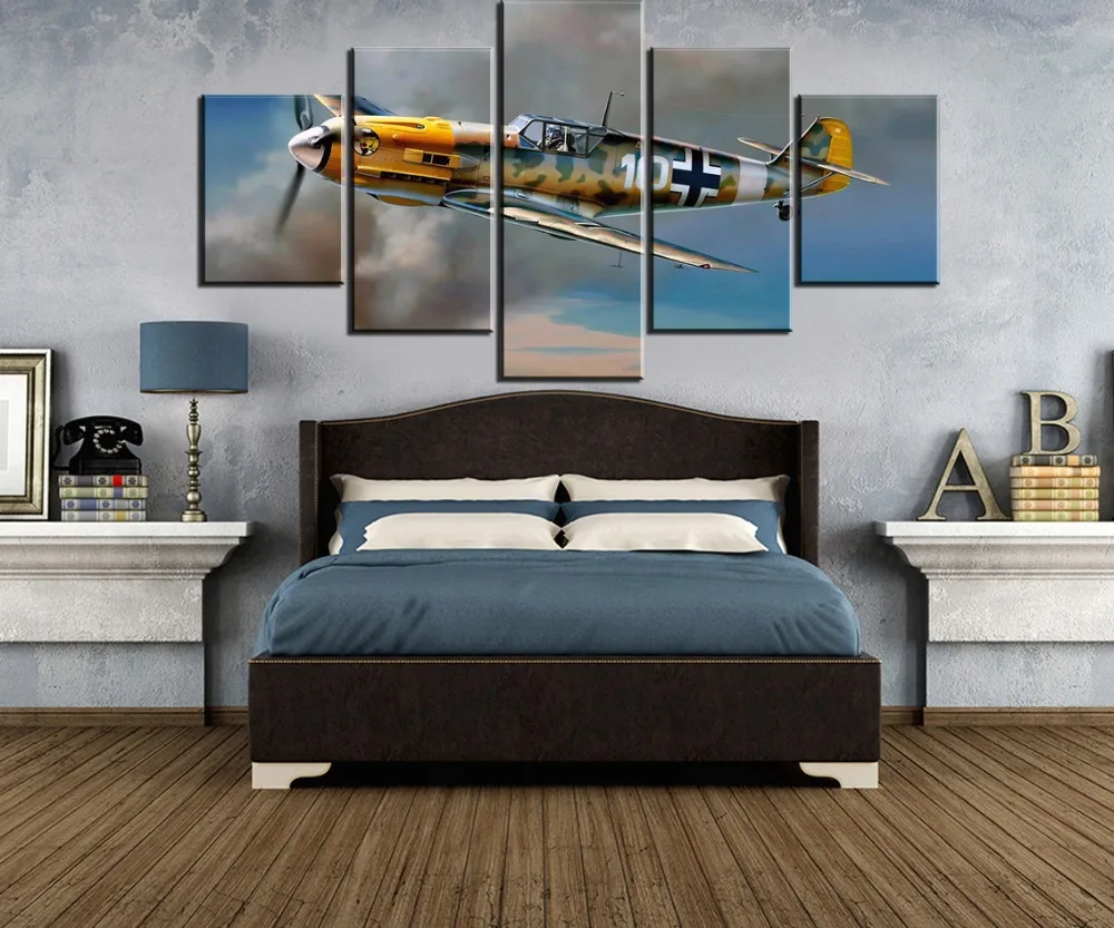 HD печать 5 Холст Картина мессершмитт Bf 109 самолет плакат ретро декор для спальни гостиной дома стены художественная картина рамка