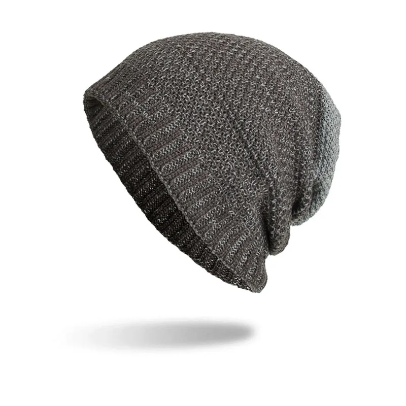 

Winter New knitted hat Plus cashmere dual purpose niblet knitted cap Two color stripe sleeve cap Men cap Hat for women