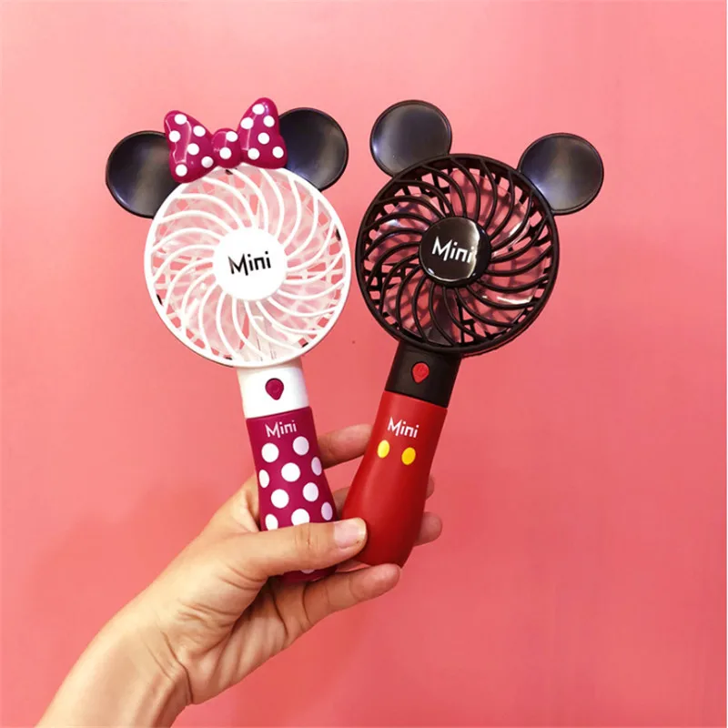 

2019 Creative Outdoor portable cartoon cute Mickey USB fan Student mini handheld fan with lithium battery rechargeable