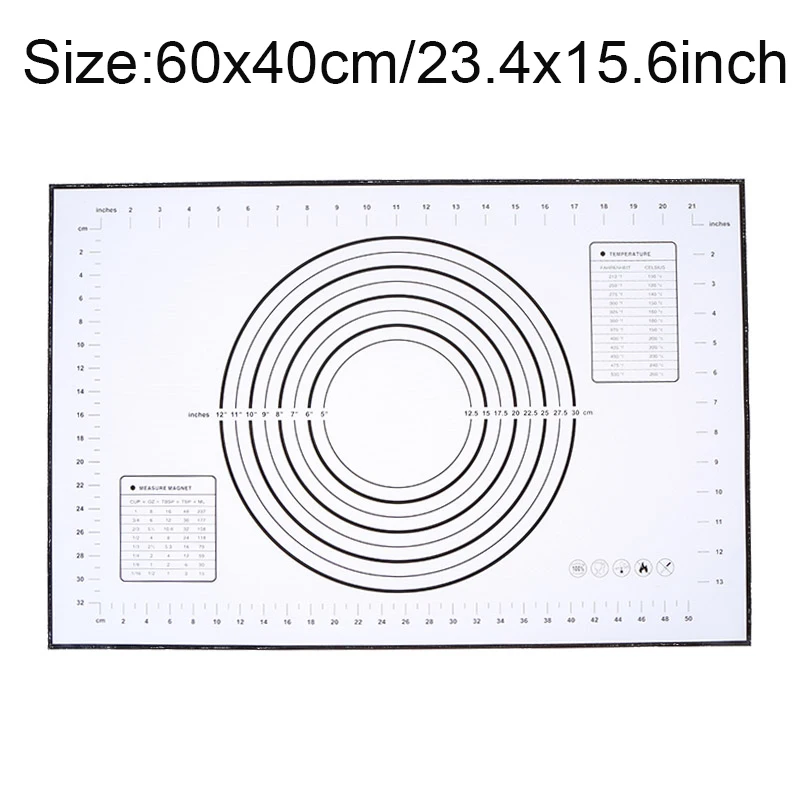 Силиконовый коврик для выпечки со шкалой прокатки теста коврик для замеса теста антипригарный кондитерский лист Инструменты для выпечки - Цвет: 60x40cm