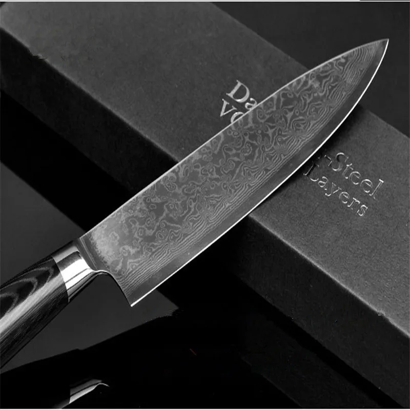 6 chef utility knife VG10 core Damascus Steel Micarta handle multipurpose fish meat vegetable fruit knife 2