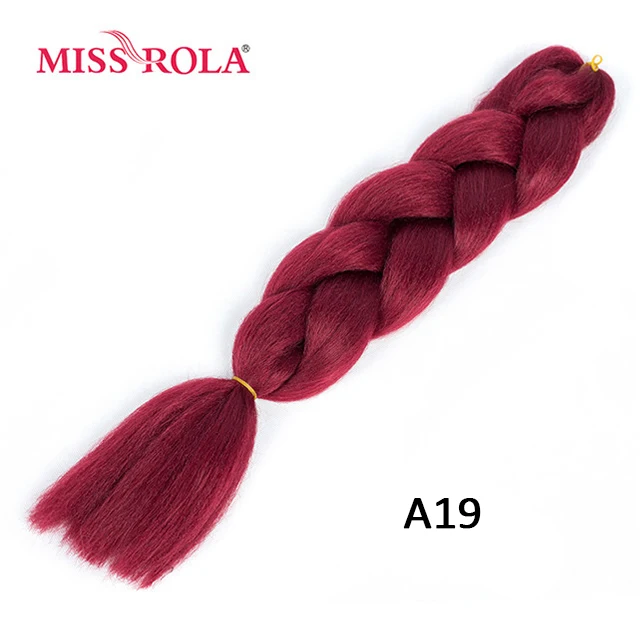 Miss Rola, 24 дюйма, огромные косички, синтетические волосы для наращивания, 1 тон, 100 г, высокотемпературное волокно, вязанные крючком косички для волос, 29 цветов - Цвет: A19