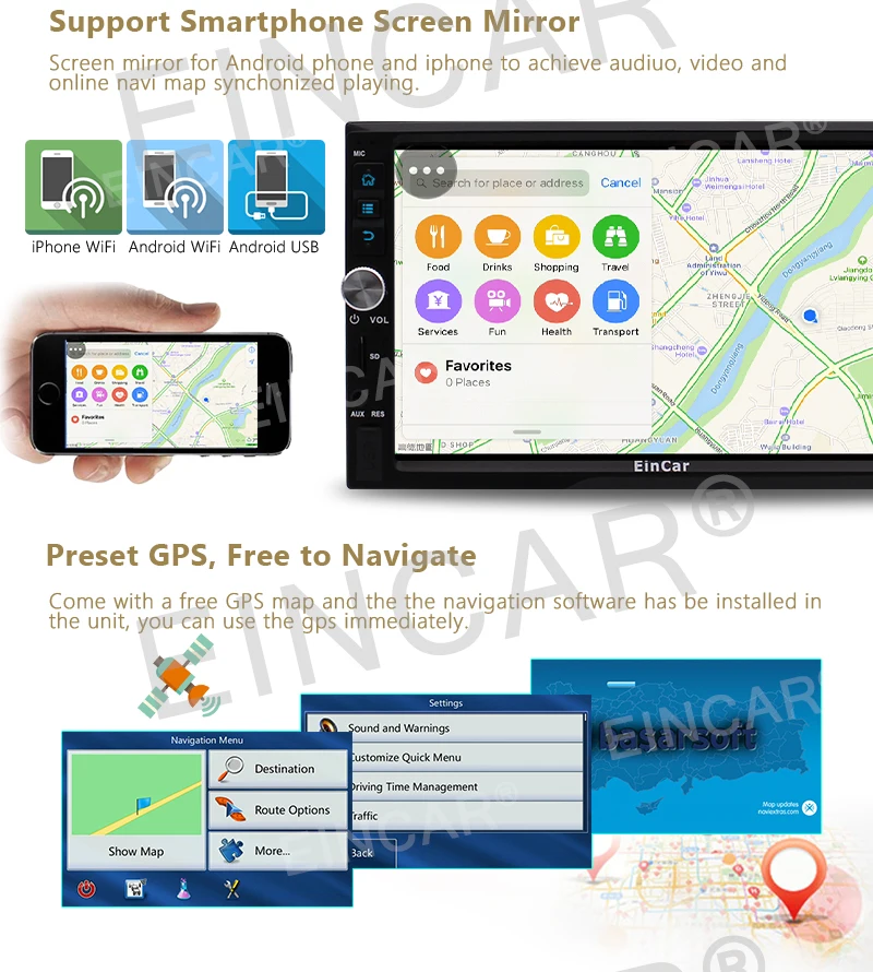 Cheap Android 6.0 Car Stereo Android 6.0 Head Unit Double 2Din Capacitive Screen Car Player In dash FM/AM/RDS Radio GPS Navigator Wifi 4