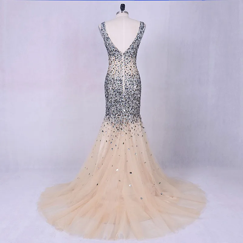 LORIE-Luxury-Evening-Dresses-for-Women-Bling-Bling-Elegant-Prom-Gown-O-Neck-Beading-Rhinestones-Mermaid