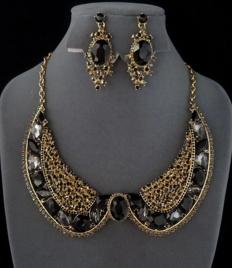 india style crystal choker jewelry set bridal wedding