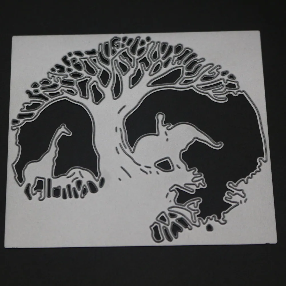 Слон Дерево металлическая прорезной трафарет для окраски и штампов для DIY Скрапбукинг тиснение изготовление карточек животные штампы Новинка