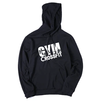 

COOLMIND CR0124H autumn cotton blend black crossfit print men hoodies casual fleece loose cool men sweatshirts with hat