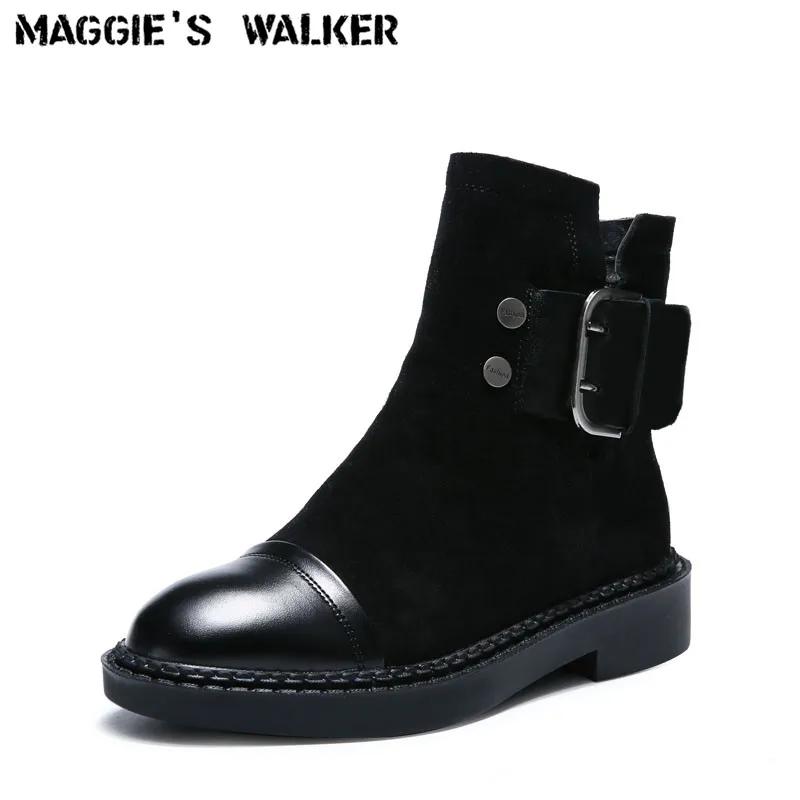 

Maggie's Walker Women Fashion Genuine Leather Ankle Boots Women Buckle Warm Martin Boots Plush Snow Boots Size 35-40