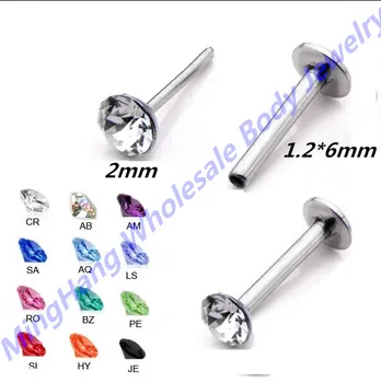 

20pcs/lot Surgical Steel Threadless Push Pin Labret Studs Nose 16G 18G Ear Cartilage Helix Tragus Stud Lip Piercing Jewelry