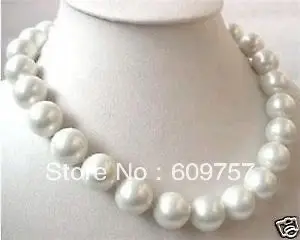 

FREE SHIPPING>>>@@ Use Natural Pearl NECKLACES Natural 18" Mother 12mm South White Sea Shell Pearl Round Beads Necklace
