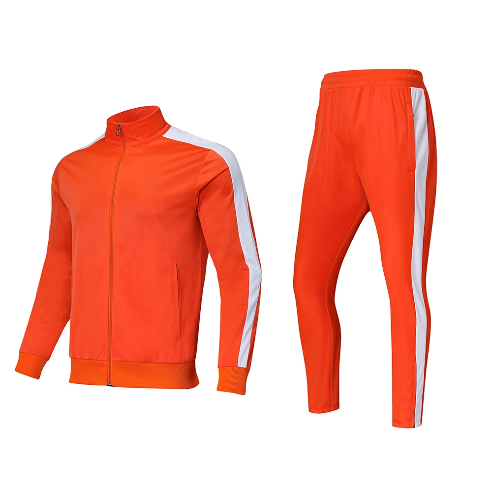 Мужские комплекты для бега, флисовые штаны, детские спортивные костюмы для фитнеса и футбола, спортивная куртка, штаны для бега, тренажерный зал, Велоспорт, спортивный костюм - Цвет: orange 1 sets