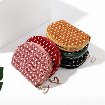 

New Dot Design Terylene Fabric Short Women Wallet Zipper Small Wallets Bag With Coin Purse Pockets 11 Card Compartments Holders