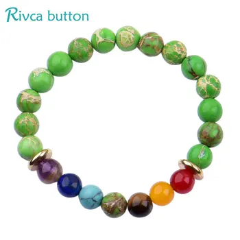 

6pcs/lot Rivca Black Lava Stone Beads Bracelets For Women Jewelry 7 Chakra Meditation Stretch Energy Yoga Men Bangles Gifts