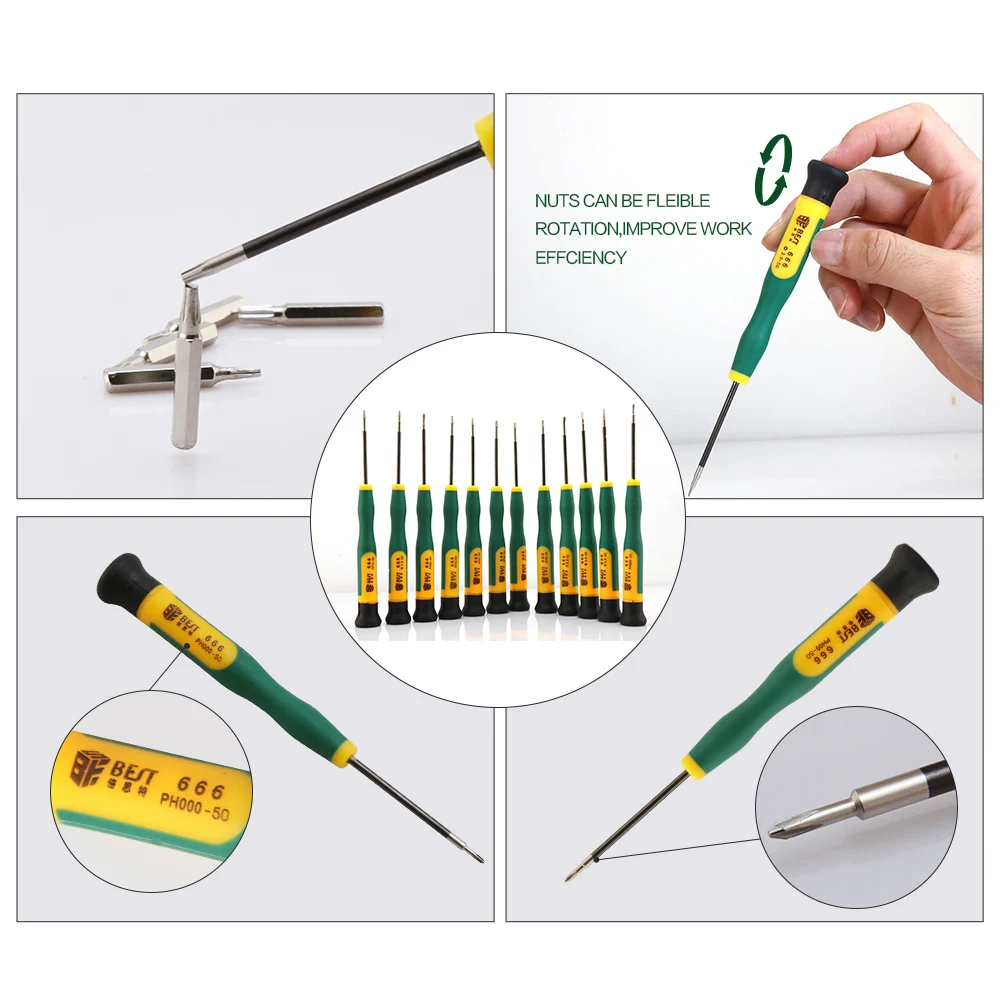 BST 666 12 в 1 Torx T2 T3 T4 T5 T6 T8 Phillips PH00 PH000 Pentalobe 5 Point 0 8 2 Slotted Y2.5 Набор прецизионных