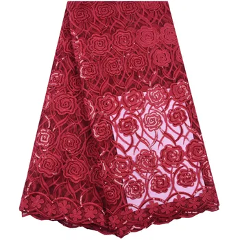 

Red Milk Silk Lace Fabric Top Sale Sequined French Milk Silk Lace Fabric Latest African Lace Fabric For Dress Wedding F1627