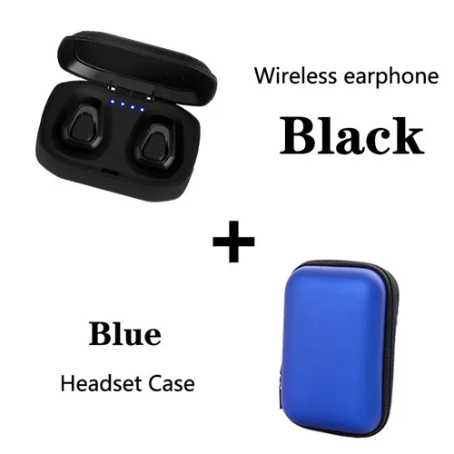 Беспроводная гарнитура Bluetooth 5,0 наушники TWS стерео спортивные Игровые наушники с зарядной коробкой для iphone Android Earpod PK HBQ Q32 - Цвет: Black add blue bag
