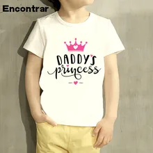 Футболка для маленьких мальчиков и девочек с героями мультфильмов «Мама, папа», «Принцесса» детские топы смешной короткий рукав, Детская Милая футболка HKP3028