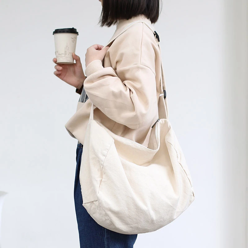 

Large Size Canvas Handbag Simple Design Cotton Fabric Big Capacity Tote Bag for Women Men Reusable Shopping Bag Shopper Hobo