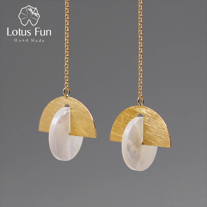 Lotus Fun реальные 925 пробы серебро натуральный камень Креативный дизайнер ювелирные украшения сектора Rotable