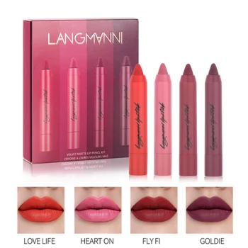 

4pcs/set Matte Lipstick Waterproof Long Lasting Batom lip Kit Makeup Set Pigment Velvet 2019