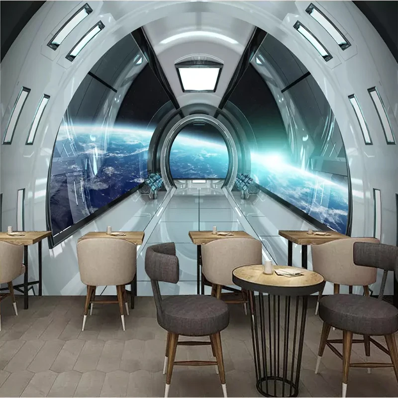 Custom Size Modern 3D Character Universe Space Capsule Mural Home Decor Mural Art Living Room TV Background 3D Wall Paper Roll