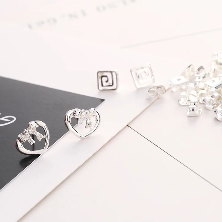 Серьга Brinco Pendientes из 50 коробок, много смешанных партий, маленькие серьги, опт, Модный комплект с полым шнеком из аллергии